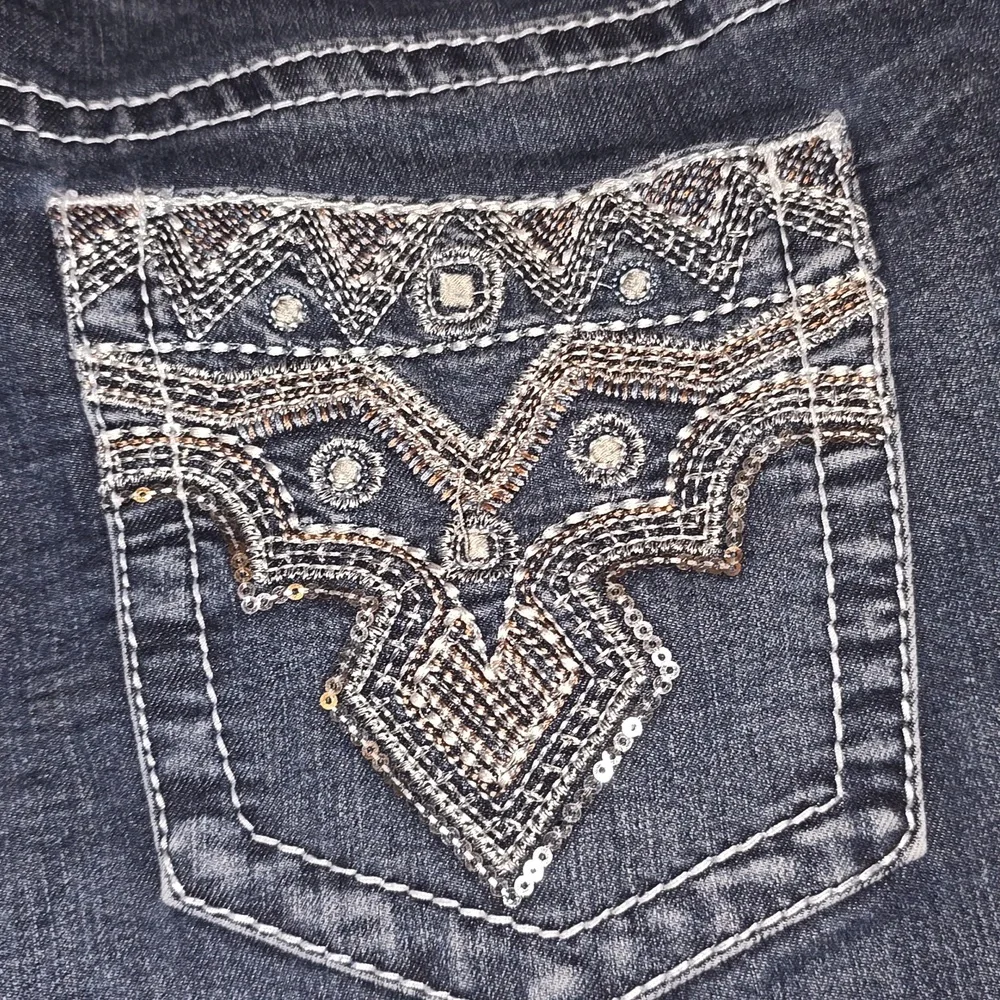 Rhythm In Blues Denim Jeans Women's Size 12 Short Embellished Pockets Bootcut - Picture 4 of 7